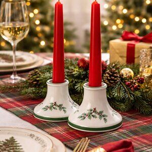 Spode Rare Vintage Christmas Tree Candle Holders – Set of 2, 2.75" tall,